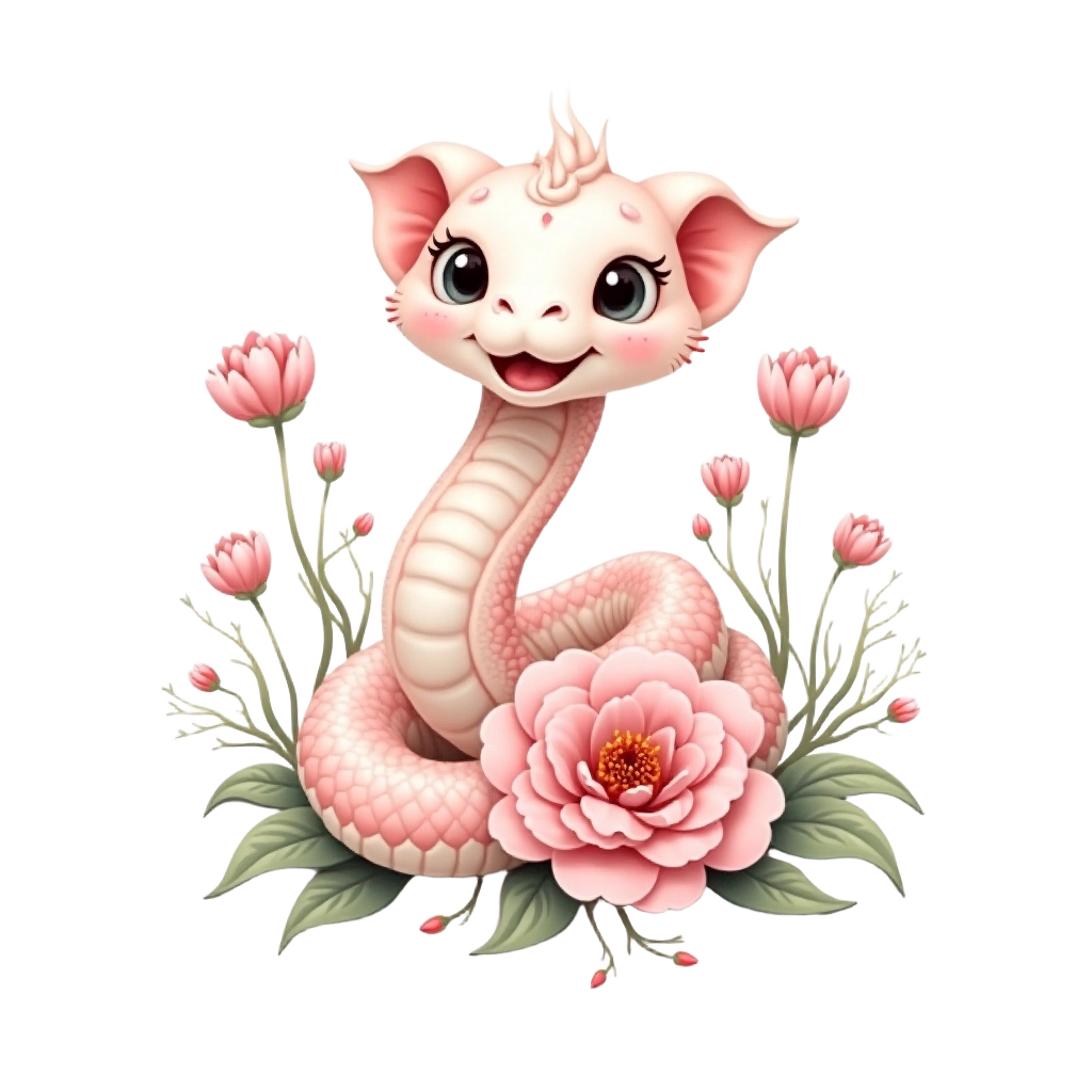 Charming Snake with Flowers